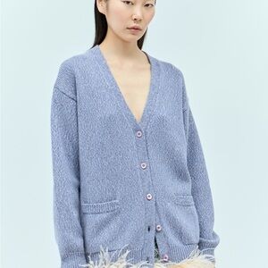 Miu Miu Periwinkle V-Neck Button Front Cardigan
